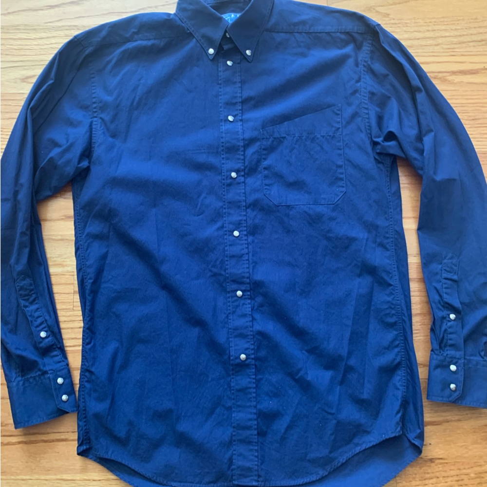 thierry Mugler  Shirt Size 38/15 NOS Vintage 80S 90S Metal Snaps Blue